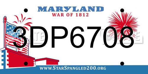 3DP6708 Maryland License Plate
