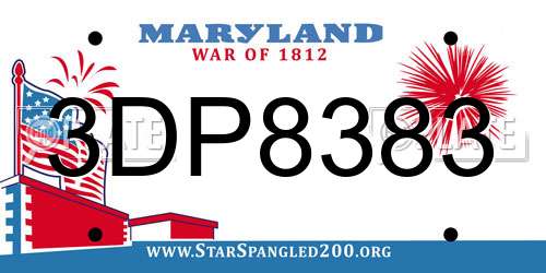 3DP8383 Maryland License Plate