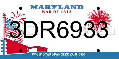 3DR6933 Maryland License Plate