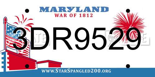 3DR9529 Maryland License Plate