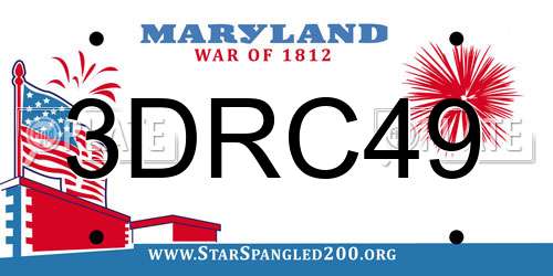 3DRC49 Maryland License Plate