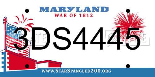 3DS4445 Maryland License Plate