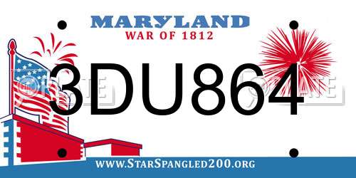 3DU864 Maryland License Plate