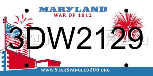 3DW2129 Maryland License Plate