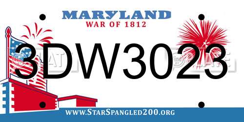 3DW3023 Maryland License Plate
