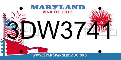 3DW3741 Maryland License Plate