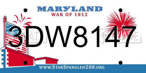 3DW8147 Maryland License Plate