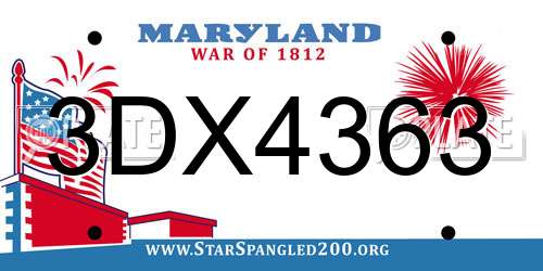 3DX4363 Maryland License Plate