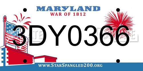 3DY0366 Maryland License Plate