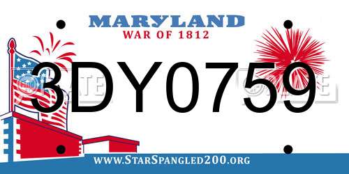 3DY0759 Maryland License Plate