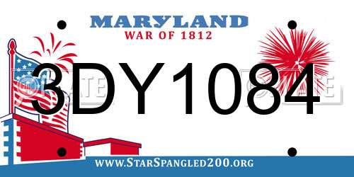 3DY1084 Maryland License Plate