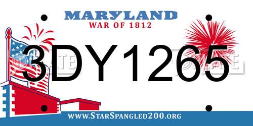 3DY1265 Maryland License Plate