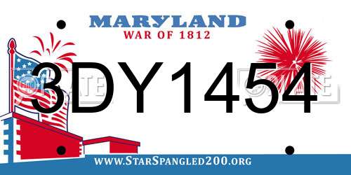 3DY1454 Maryland License Plate
