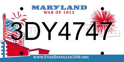 3DY4747 Maryland License Plate