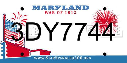 3DY7744 Maryland License Plate