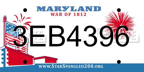 3EB4396 Maryland License Plate