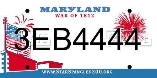 3EB4444 Maryland License Plate