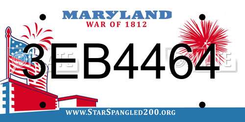 3EB4464 Maryland License Plate