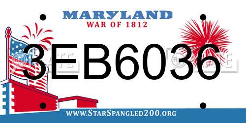 3EB6036 Maryland License Plate