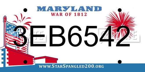 3EB6542 Maryland License Plate