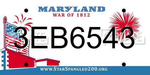 3EB6543 Maryland License Plate