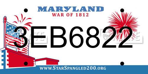 3EB6822 Maryland License Plate