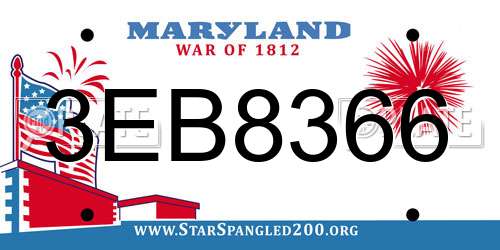 3EB8366 Maryland License Plate