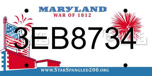 3EB8734 Maryland License Plate
