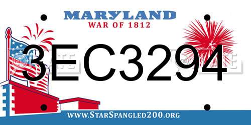 3EC3294 Maryland License Plate
