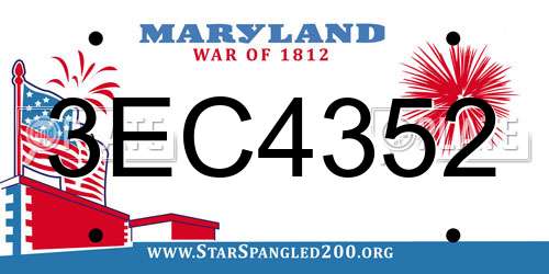 3EC4352 Maryland License Plate