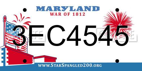 3EC4545 Maryland License Plate