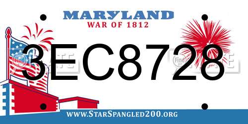 3EC8728 Maryland License Plate