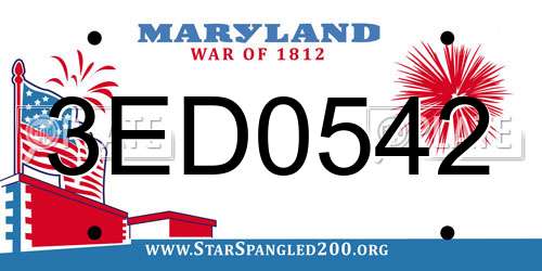 3ED0542 Maryland License Plate
