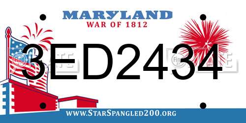 3ED2434 Maryland License Plate