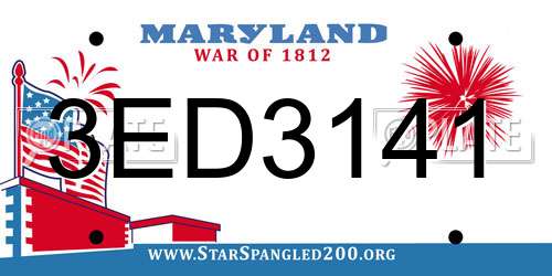 3ED3141 Maryland License Plate