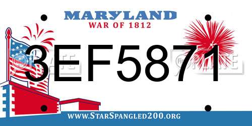3EF5871 Maryland License Plate