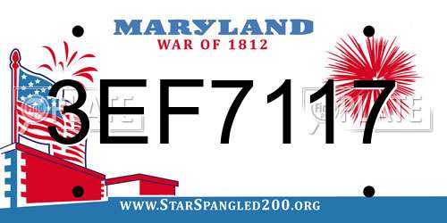 3EF7117 Maryland License Plate