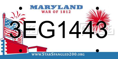 3EG1443 Maryland License Plate