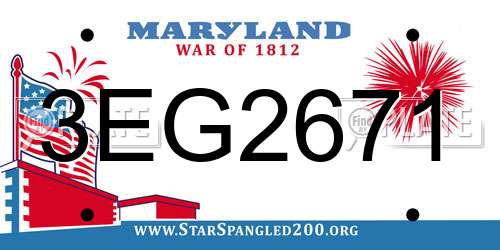 3EG2671 Maryland License Plate