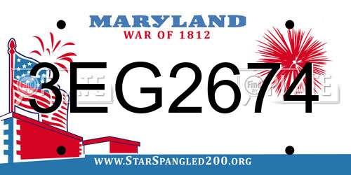 3EG2674 Maryland License Plate