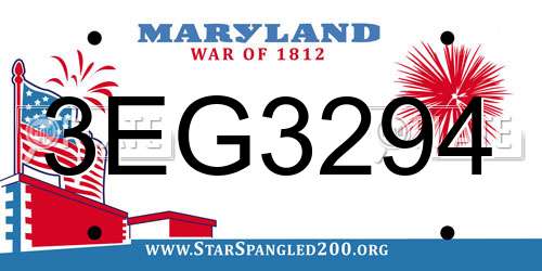 3EG3294 Maryland License Plate