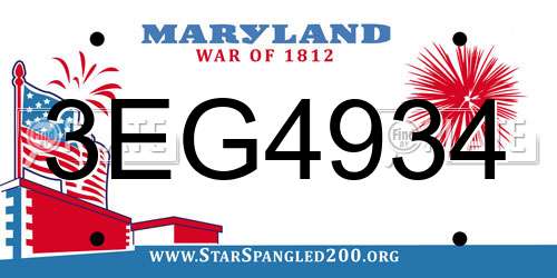 3EG4934 Maryland License Plate