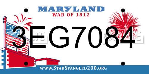 3EG7084 Maryland License Plate