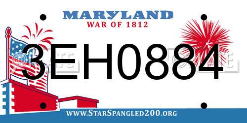3EH0884 Maryland License Plate