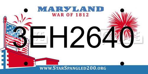 3EH2640 Maryland License Plate