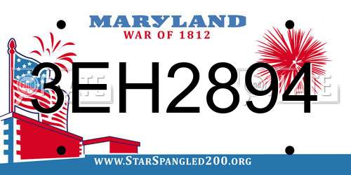 3EH2894 Maryland License Plate