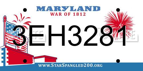 3EH3281 Maryland License Plate