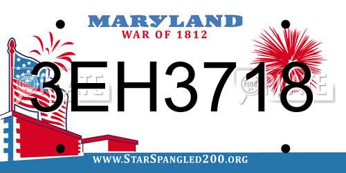 3EH3718 Maryland License Plate