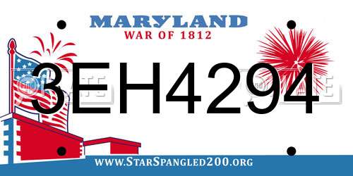 3EH4294 Maryland License Plate