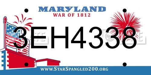 3EH4338 Maryland License Plate